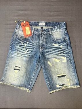 Rivet De Cru Distressed Blue Denim Men's Shorts